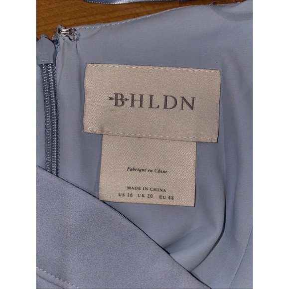 BHLDN Anthropologie Caron Light Blue Midi‎ Ruched Dress Size 16 Wedding Party - Picture 12 of 16
